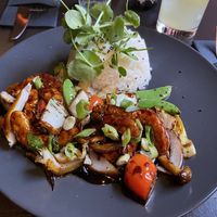 Thai wok with shrimps at New Vegas in Haarlem