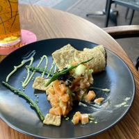 Salmon Tatar as a starter. We couldn’t wait to eat 🌝  at New Vegas in Haarlem