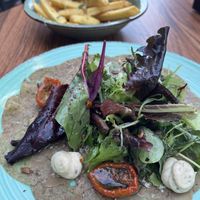 Oyster mushroom carpaccio and fries with truffled Parmesan and truffles mayonnaise   at New Vegas in Haarlem