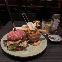 Burger with fries (dinner menu)  at New Vegas in Haarlem