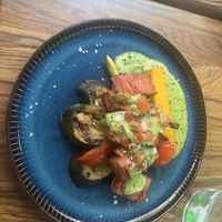 3D printed steak with polenta and chimichurri  at New Vegas in Haarlem