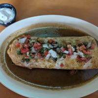 Breakfast burrito with side of vegan ranch at Sputnik in Denver