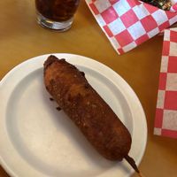 VEGAN corndog and Brussels sprouts  at Sputnik in Denver