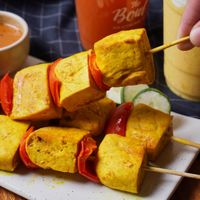 VEGAN Tofu Satay with homemade peanut sauce at Hosay Bowl in Phuket