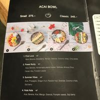 Açaí bowl menu at Hosay Bowl in Phuket
