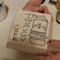 Cute takeout package at Tsumugu Cafe in Tokyo