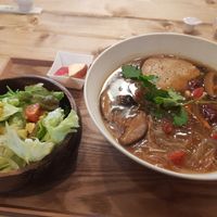 The vegan noodle set lunch. Yummy! at Tsumugu Cafe in Tokyo