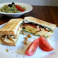 Chwinamul pesto sandwich at This World is a Playground - 이 세계는 놀이터예요 in Seoul