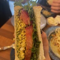 Chamnamul pesto sandwich with tofu scramble   at This World is a Playground - 이 세계는 놀이터예요 in Seoul