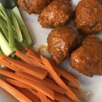 Buffalo cauliflower wings- delicious!   at Vegan Avenue in San Antonio