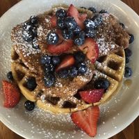 Chicken and waffles- good but pricey!   at Vegan Avenue in San Antonio