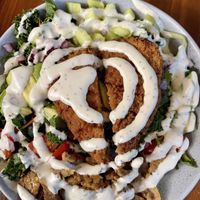 Power Cobb Salad: “chicken” and “bacon tempeh” was amazing!!  at Vegan Avenue in San Antonio