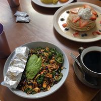 Mexican Hash and a Vegan Slam with tres leches pancakes  at Vegan Avenue in San Antonio