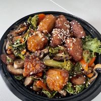 My new favorite bowl (Orange chick’n)   at Vegan Avenue in San Antonio