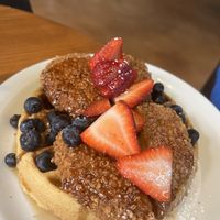 Chik’n and waffle   at Vegan Avenue in San Antonio