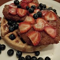 "Chicken" and Waffles at Vegan Avenue in San Antonio