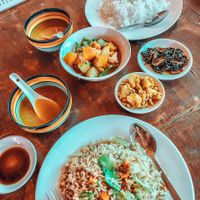 Fried rice and Myanmar Food (actually vegetable curry) at Ya Ti Organic Food & Garden in Mandalay