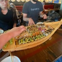 Big vegan sushi boat  at Blue Sushi Sake Grill in Des Moines