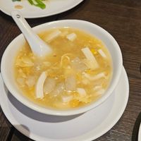 Sweetcorn, bamboo, and tofu soup at Full Moon Garden in Amsterdam