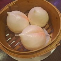 Longevity peach dim sum, very good! at Full Moon Garden in Amsterdam