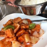 Sweet sour tofu - vegan at Full Moon Garden in Amsterdam