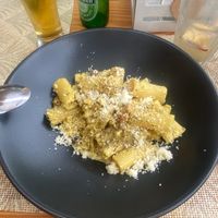 Vegan pasta with vegan parmesan  at Mundo Vegan - Vegan World in Funchal