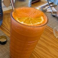 Fresh pressed carrot juice at Mundo Vegan - Vegan World in Funchal
