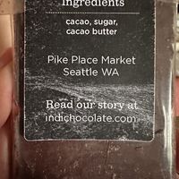 Back of Peru chocolate bar   at indi chocolate in Seattle
