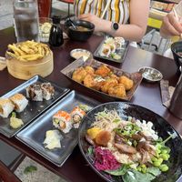 Fried Cauliflower, bibimbap and sushi rolls  at Miss Miu - Europaallee in Zurich