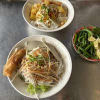 Two breakfast dishes and peppers   at Tue Tam in Da Nang