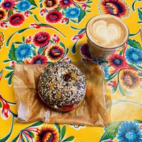 PB&J on everything bagel  at Deig Bakery in Reykjavik