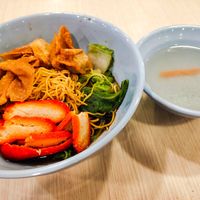 Wan ton noodles with soup at e Veg 益素食 - NorthPoint           in North Singapore