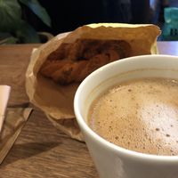 One of the pastries and the coffee  at Det Rene Brød - Rosenvængets Allé in Copenhagen