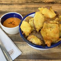 Patatas bravas with homemade salsaa  at Lute in Barcelona