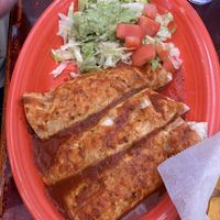 3 bean burritos with guacamole salad  at El Cazador in Carolina Beach