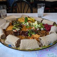 Traditional platter, serves three at Nile Vegan in Columbus