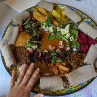 It looks HUGE but it was perfect for three of us at Nile Vegan in Columbus