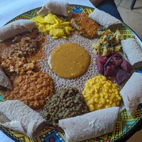 Sampler platter for two. Very generous portions at Nile Vegan in Columbus