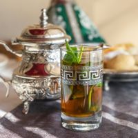 El verdadero Moroccan Mint Tea, Te verde con herba buena o menta. at Dar Yemma in Puebla