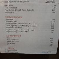 Vegan menu at Tim Tim in Shrewsbury