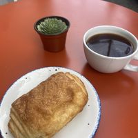 Pain au chocolat and a coffee at Vegamo Deli in Mexico City