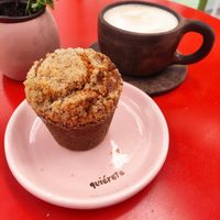 Muffin with Latte at Vegamo Deli in Mexico City