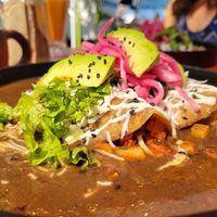 Enfrijoladas at Vegamo Deli in Mexico City
