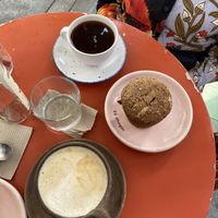 Macha latte y americano   at Vegamo Deli in Mexico City