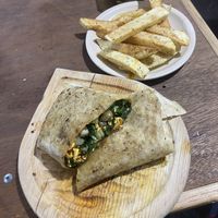 Tofu burrito 🌯 and fries 🍟 😋  at Vegamo Deli in Mexico City