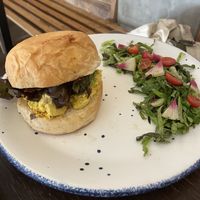 Breakfast burger   at Vegamo Deli in Mexico City