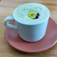 Matcha latte at Vegamo Deli in Mexico City