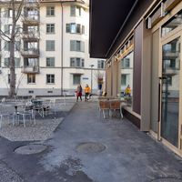 Outdoor seating (in winter). Near a moderately busy road. at Majorelle in Luzern