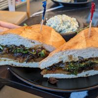 Bacon, Brie and Me, with potato salad at Rebel Cheese in Austin