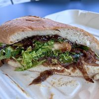 Bacon & brie sandwich (w fried chicken)  at Rebel Cheese in Austin